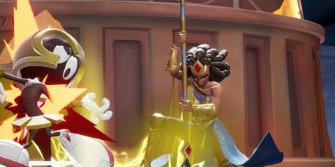 multiversus nubia fighting against marvin