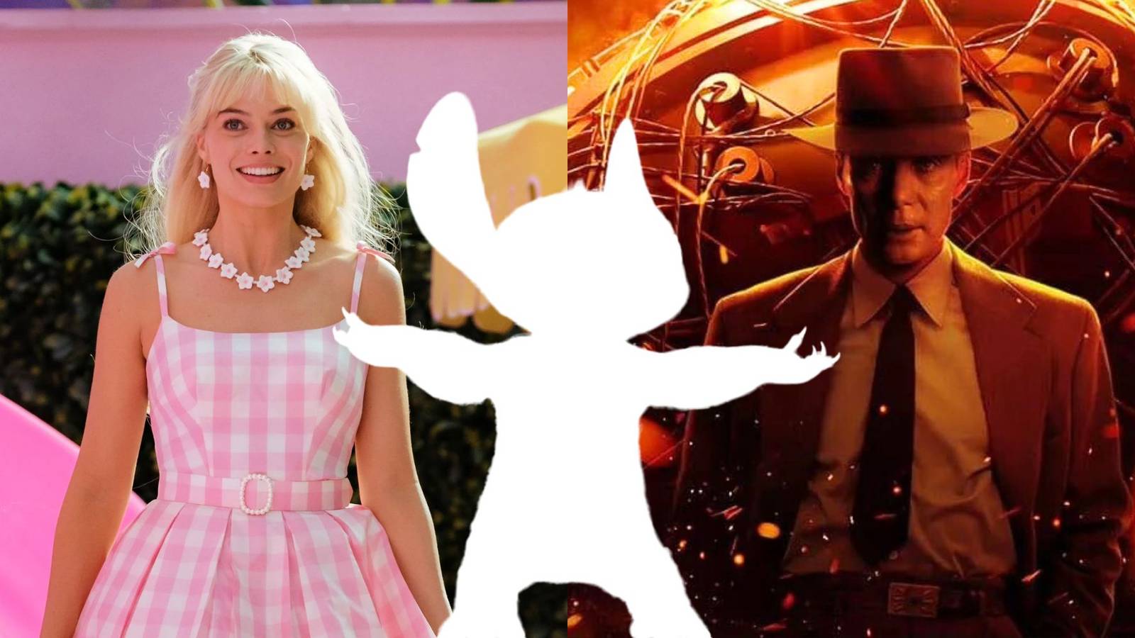 Barbie and Oppenheimer with Lilo and Stitch silhouette