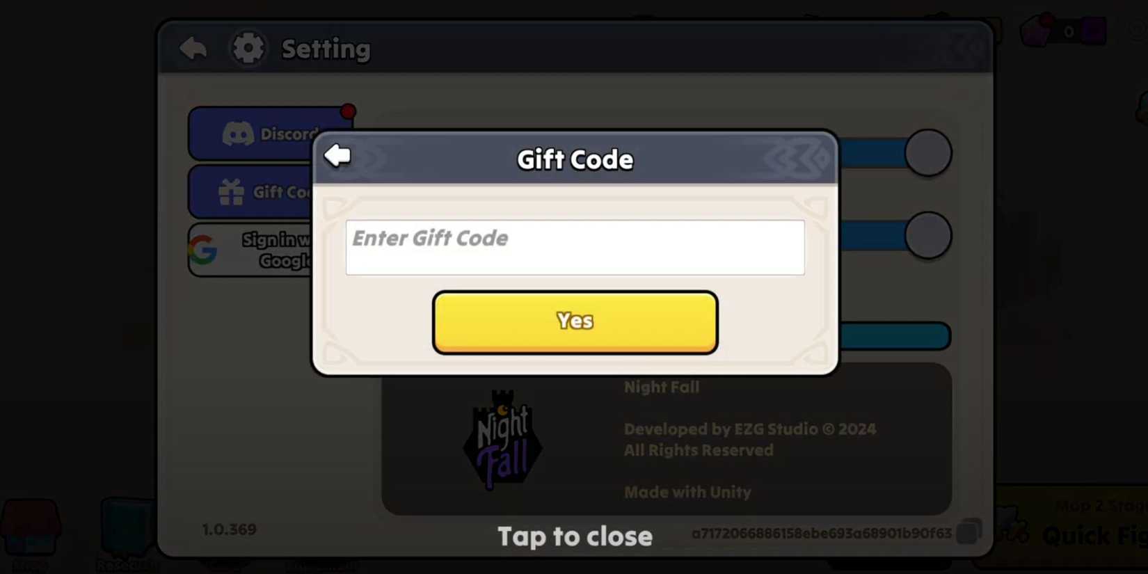 Nightfall Kingdom Frontier TD the codes tab