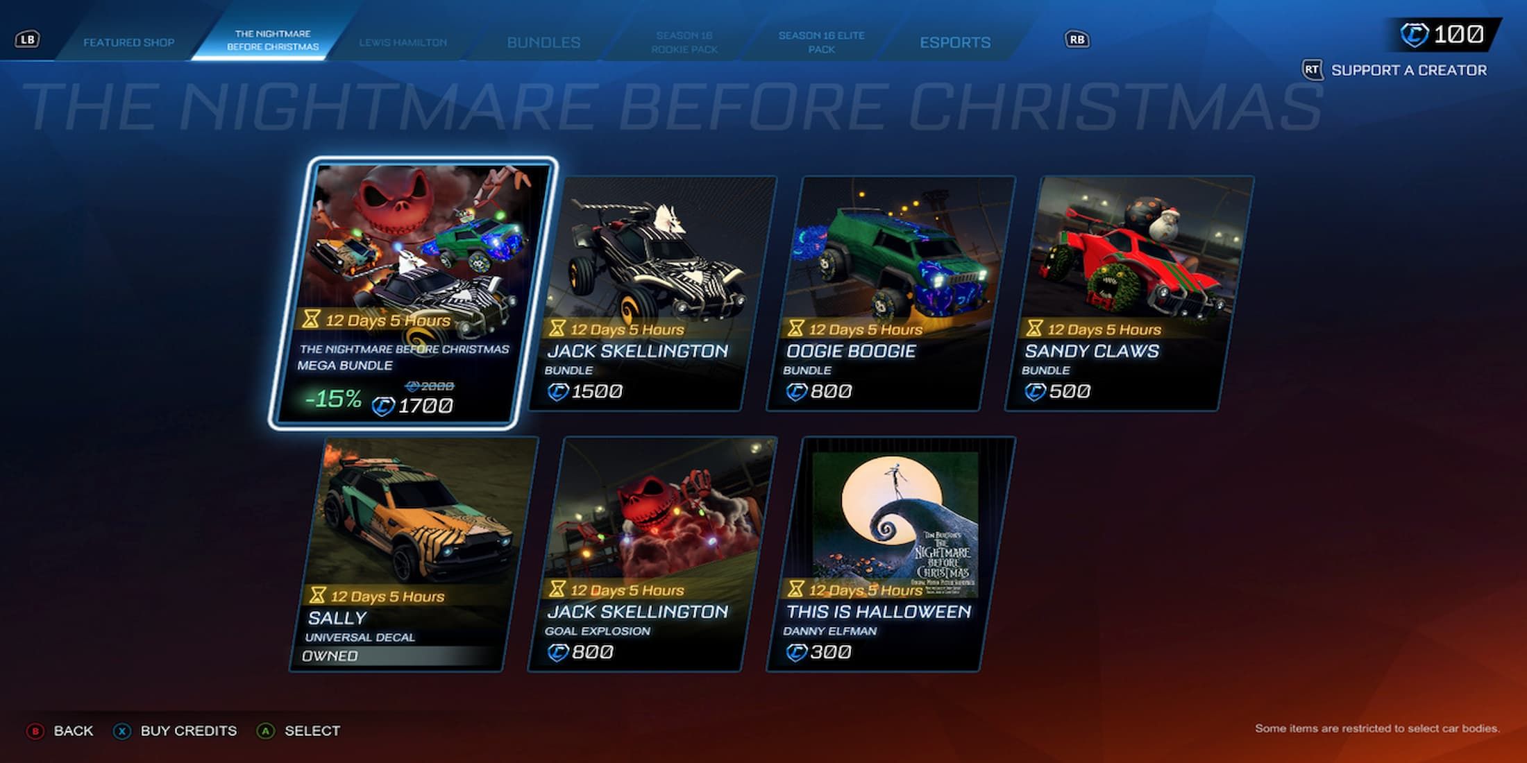 Rocket League: How To Get Nightmare Before Christmas Event Items