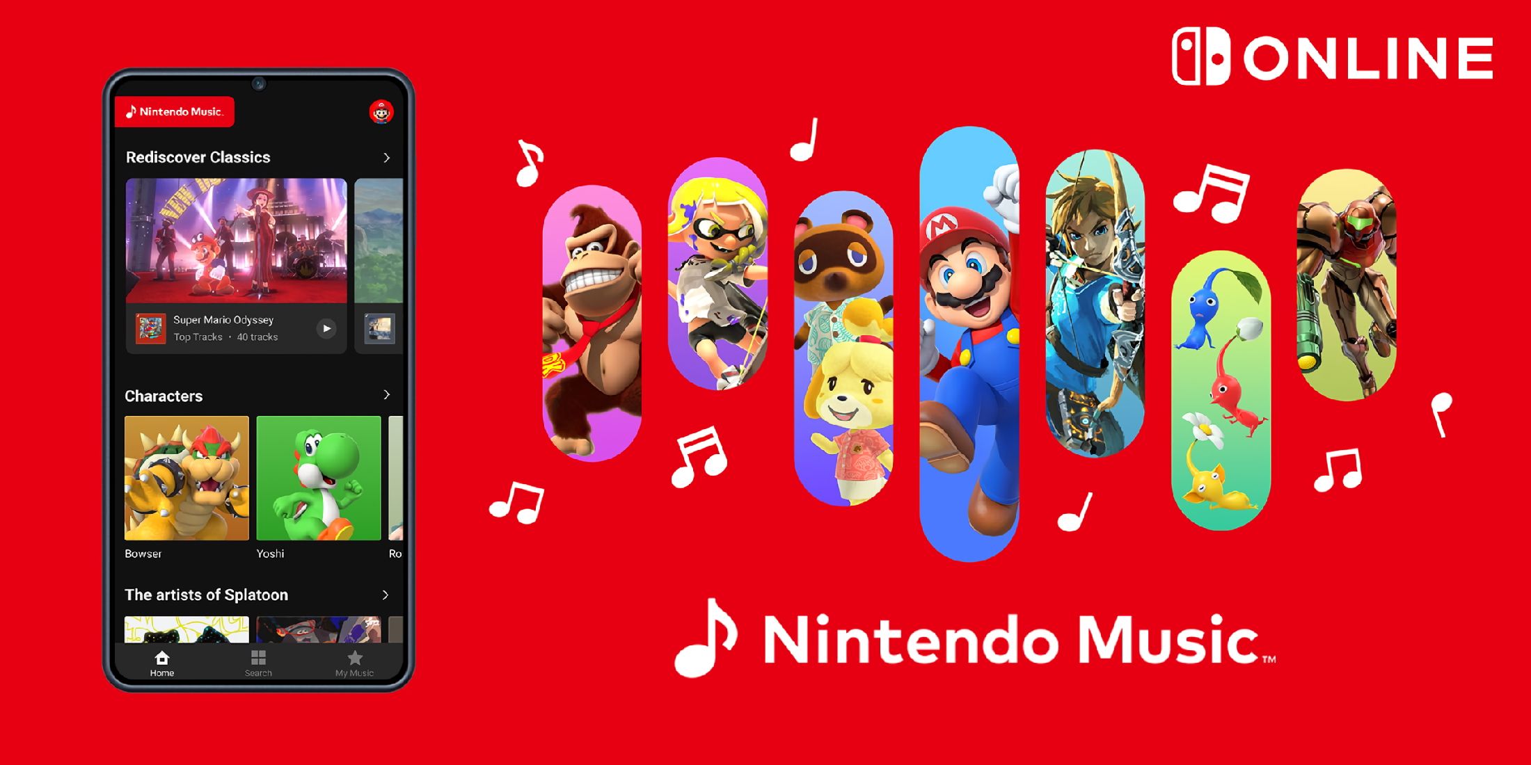 A key visual for the Nintendo Music app.