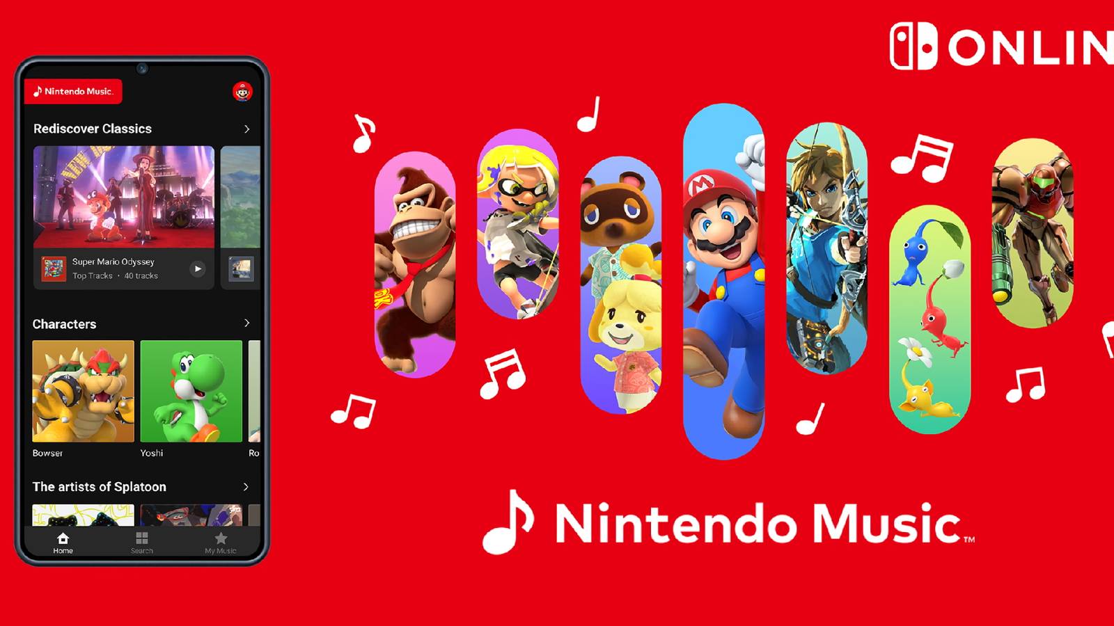 A key visual for the Nintendo Music app.