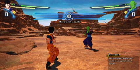 A screenshot of Dragon Ball Sparking Zero showing how to perform Perception