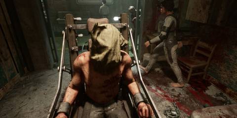 Person with head covered in The Outlast Trials