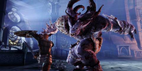 Player fighting an enemy in Dragon Age Origins