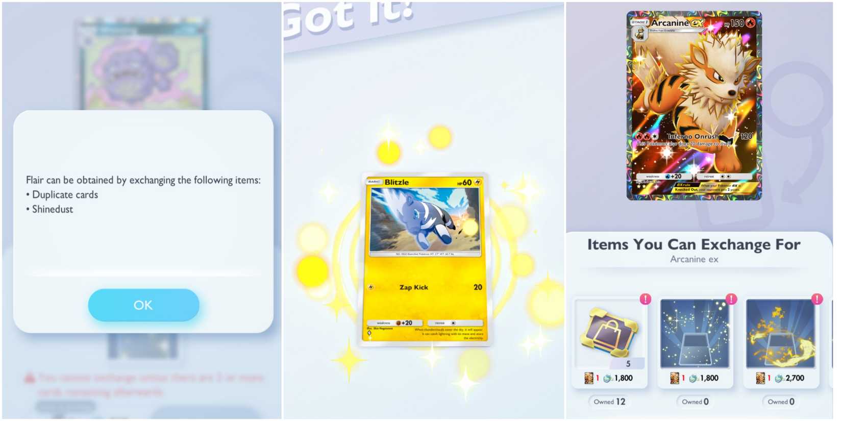 pokemon  tcg pocket arcanine ex flair