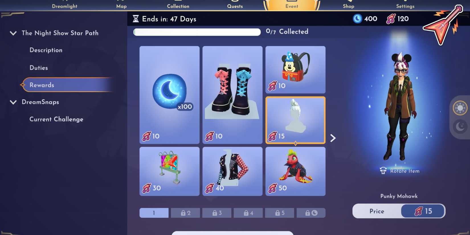 Punky Mohark Night Show Star Path reward in Disney Dreamlight Valley