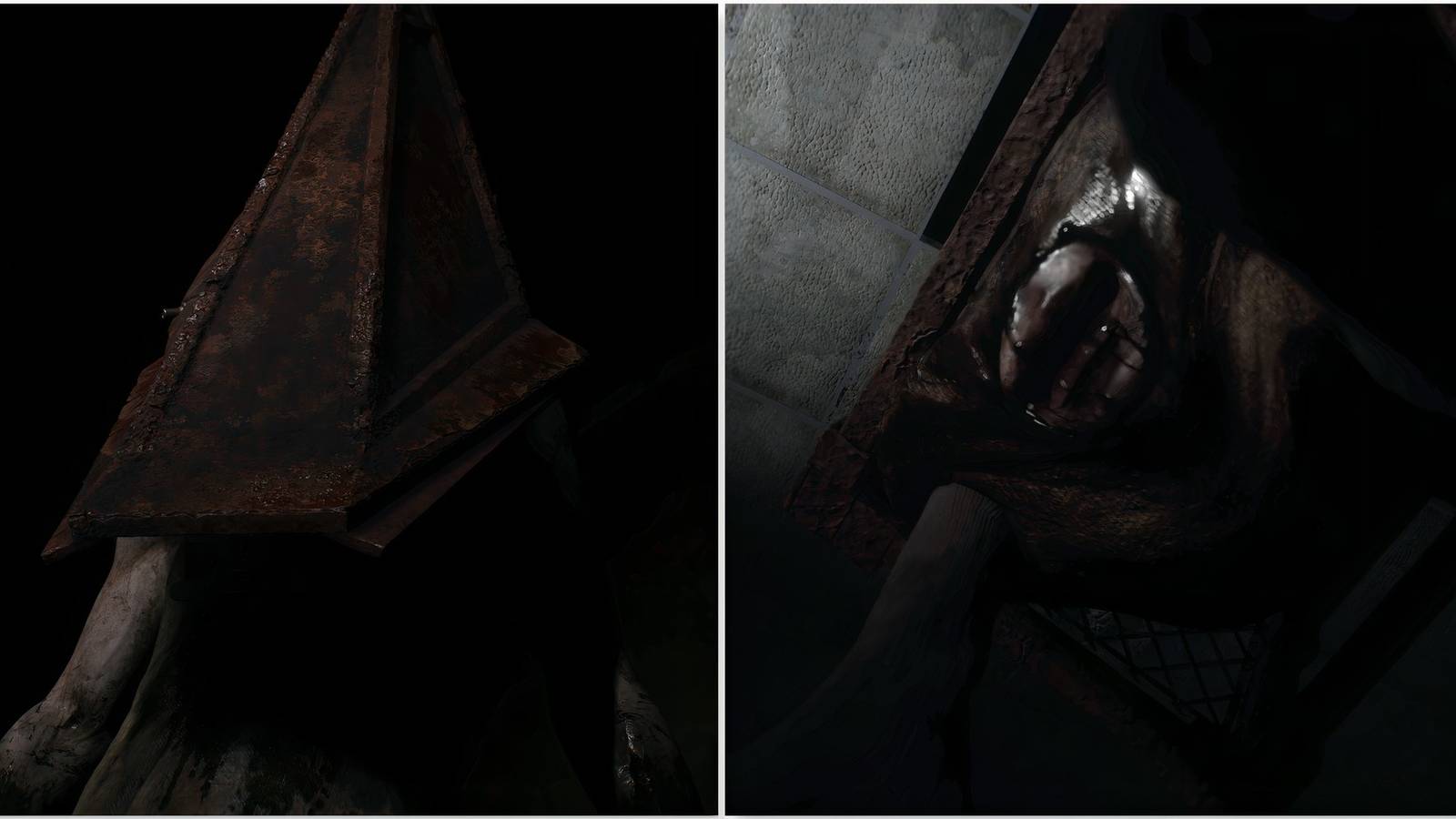 Pyramid Head and Flesh Lip in Silent Hill 2 (2024)