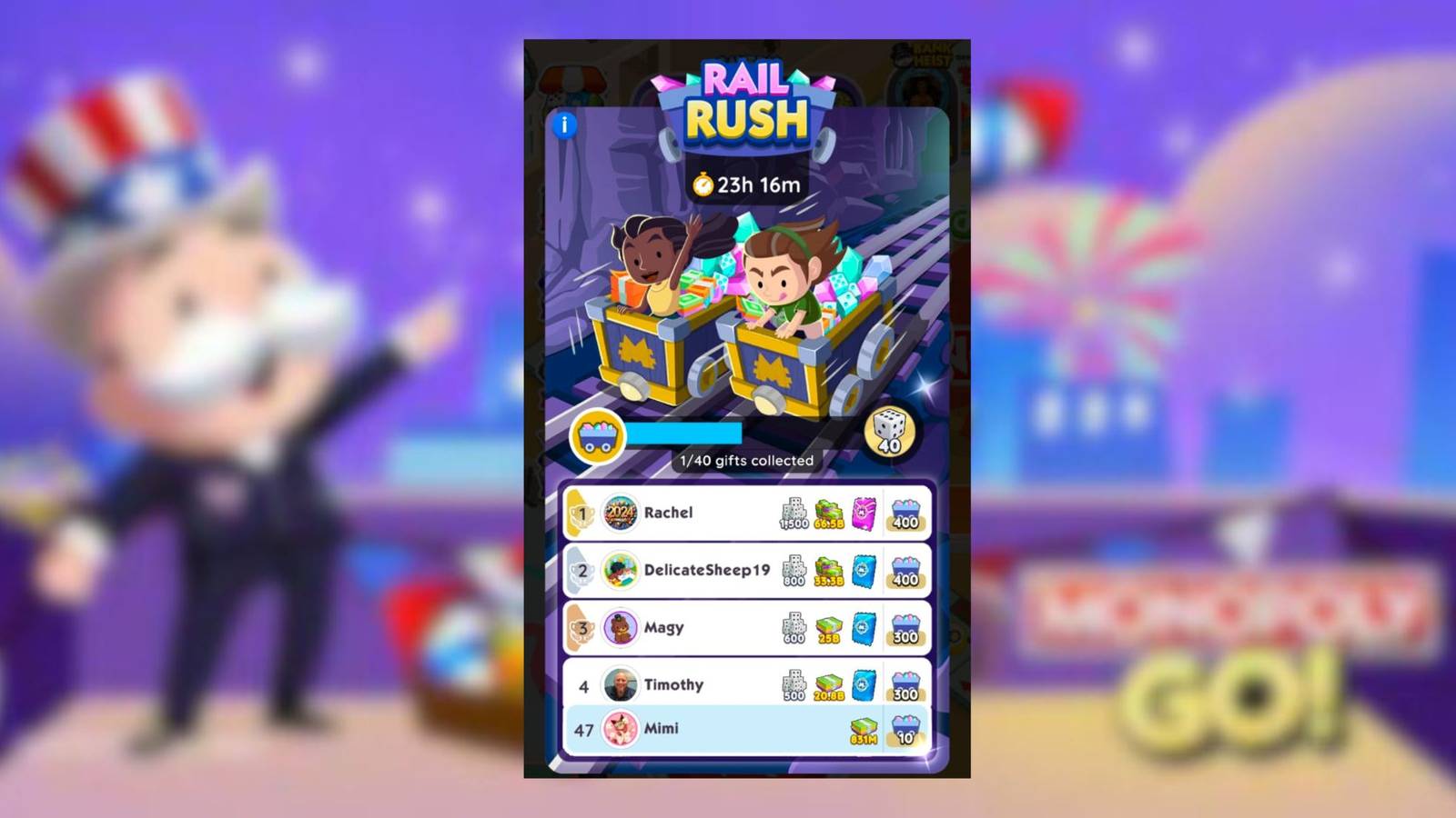 rail rush monopoly go