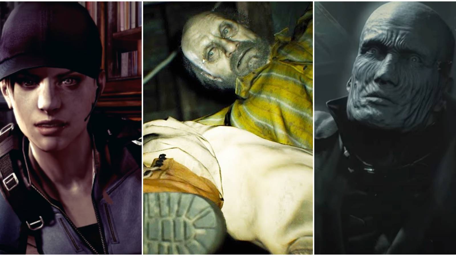 Jill Valentine, Jack Baker, Mr. X in Resident Evil 5, Resident Evil 7, Resident Evil 2 Remake