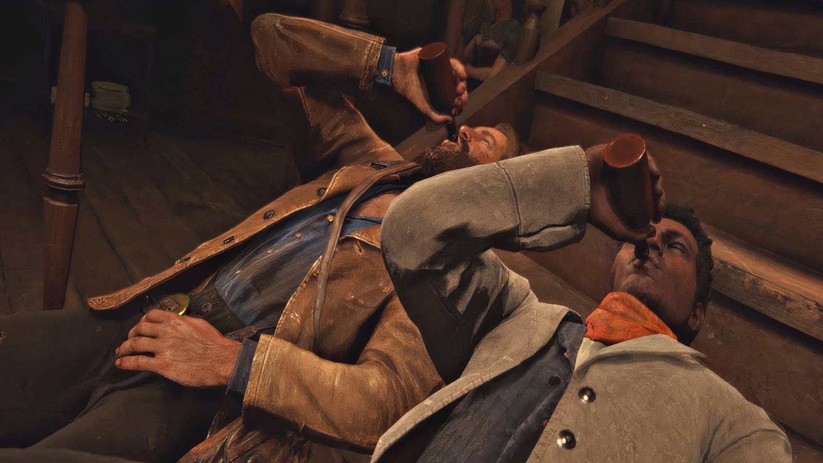 red dead redemption 2 arthur and lenny drinking