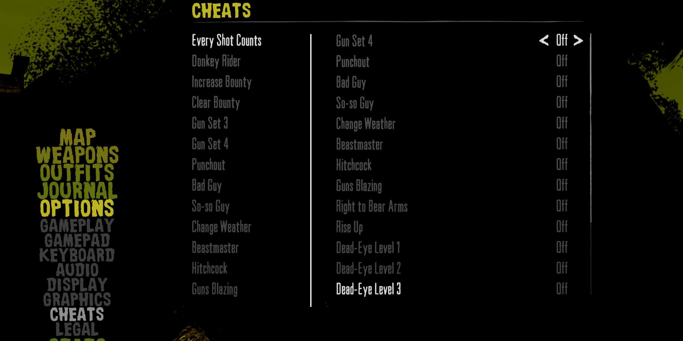 Red Dead Redemption Undead Nightmare Cheats Menu