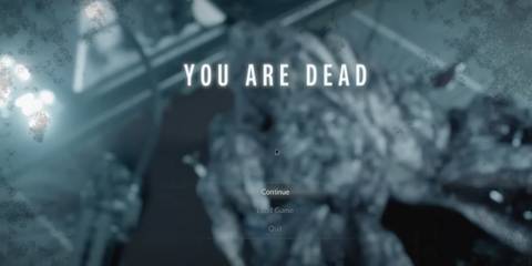 The game over screen in Resident Evil 3