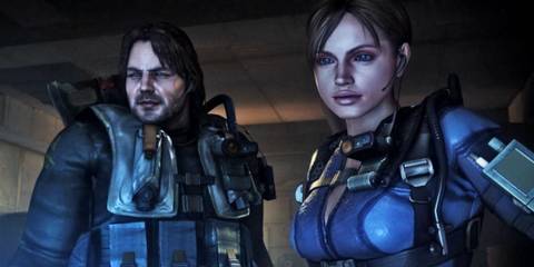 Jill and Parker looking at a security feed 