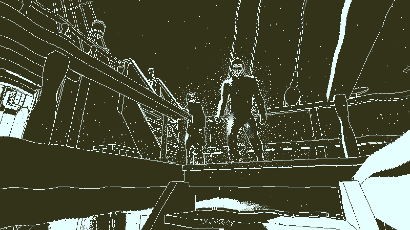 Return of the Obra Dinn - Man Looks Down Stairs To Cargo Hold