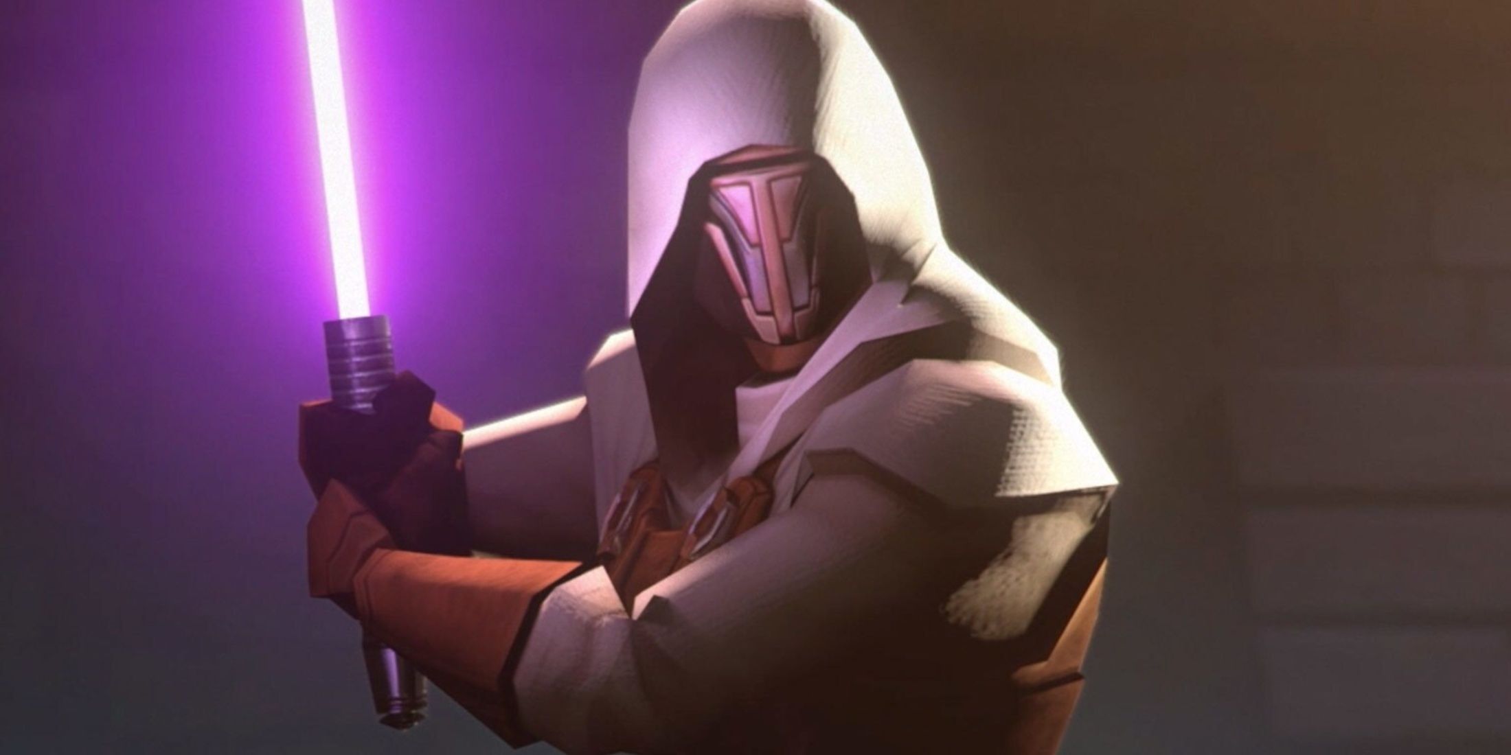 Revan Holding Purple Lightsaber