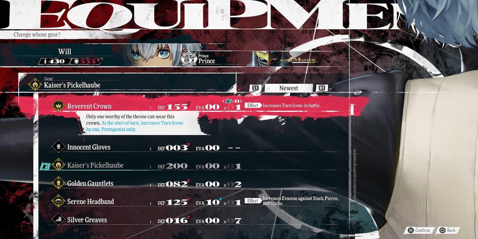 Reverent Crown armour in Metaphor ReFantazio