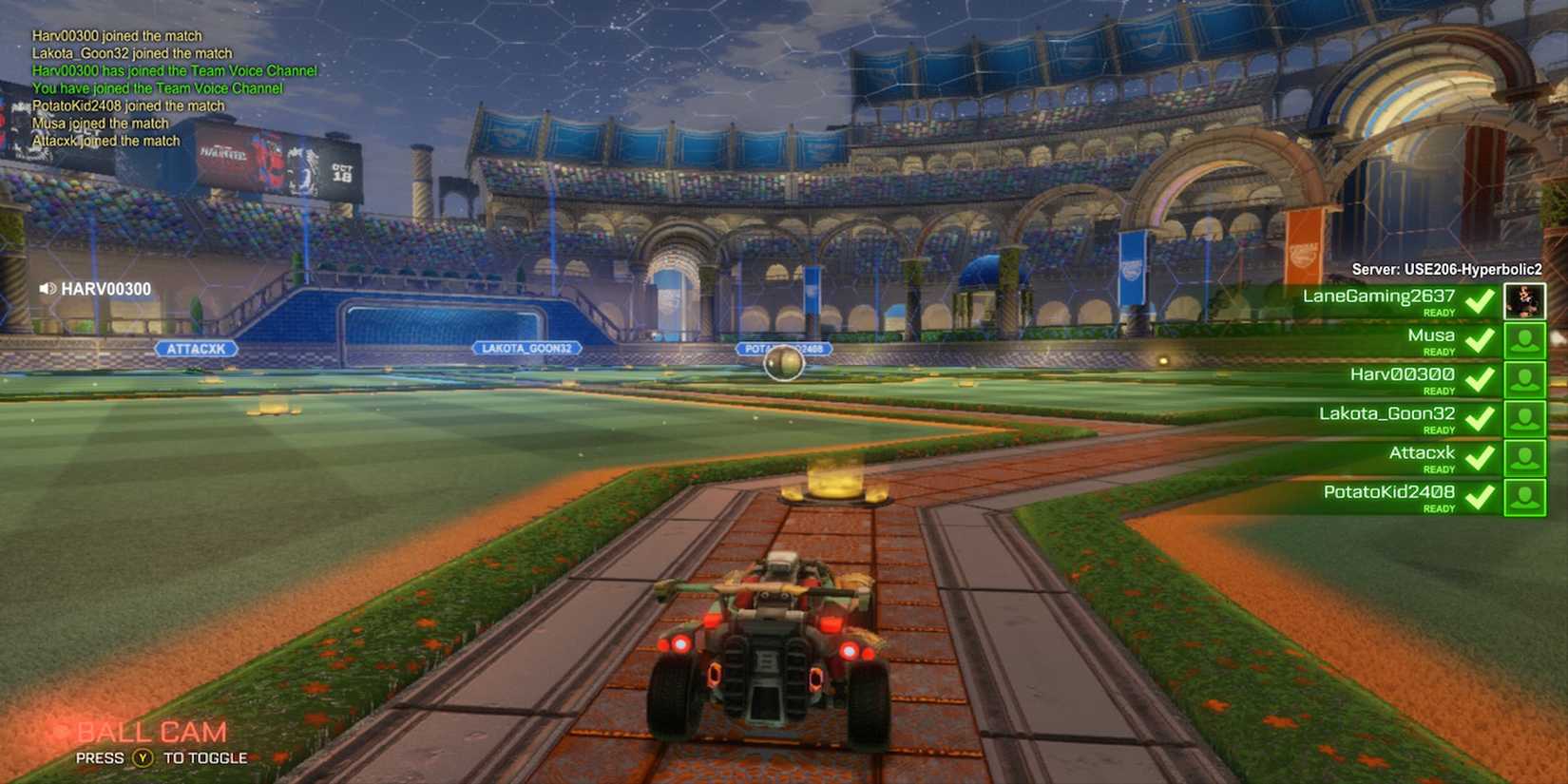 Driving on the field in rocket league