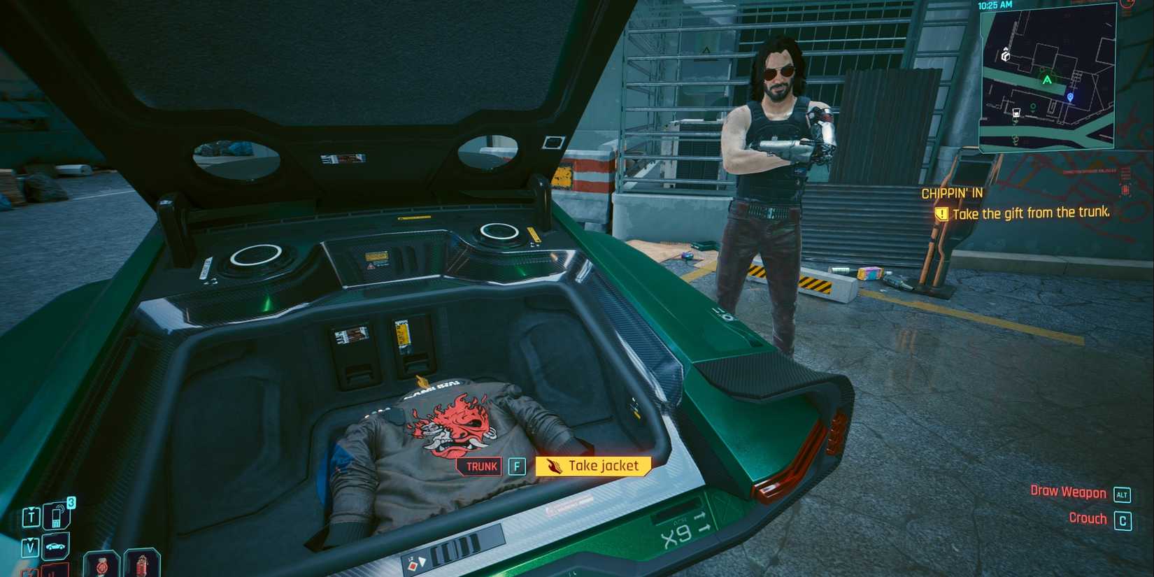 rogue gifts v with a replica of johnny silverhand's jacket