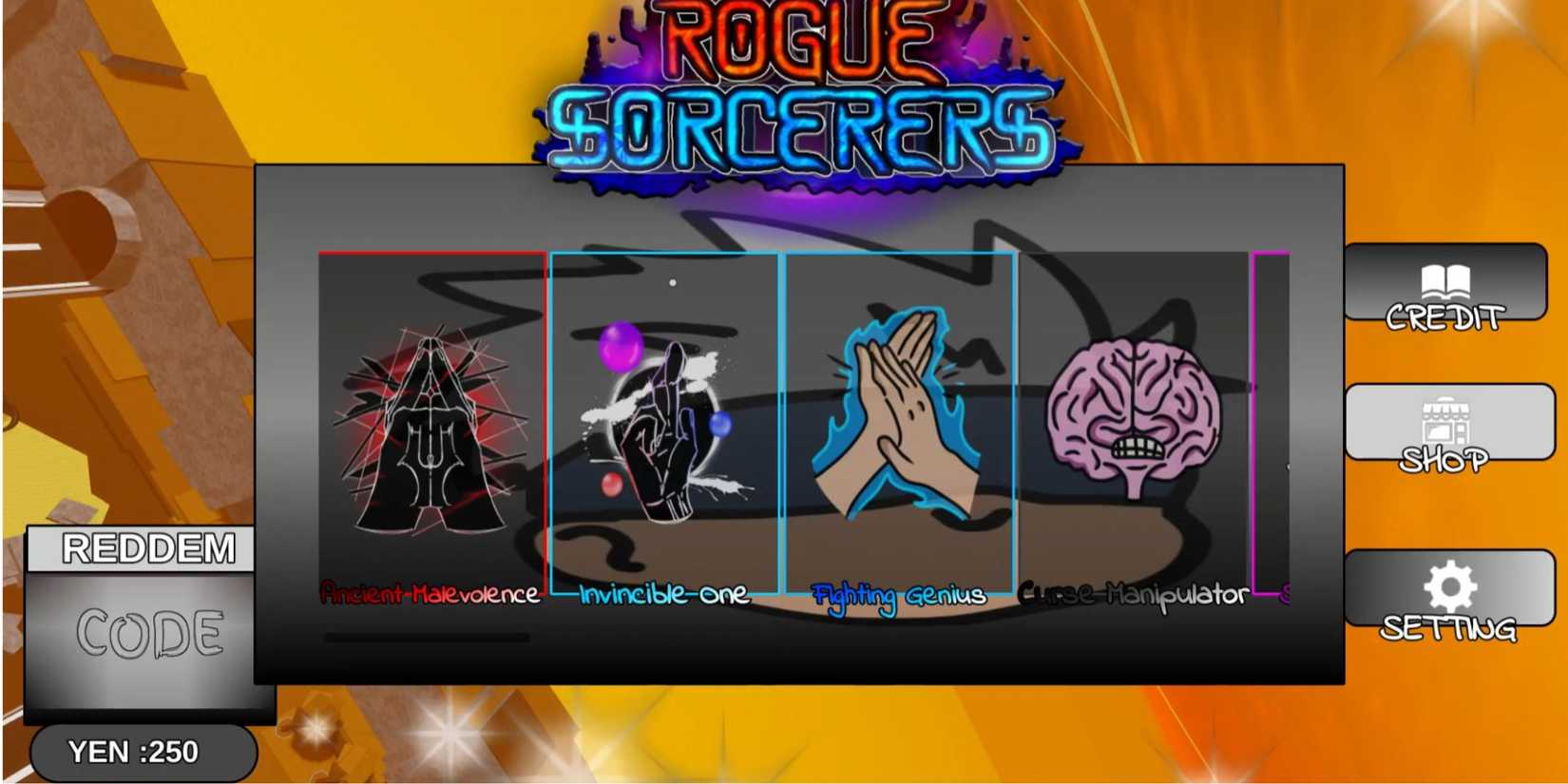 Rogue Sorcerer the codes tab