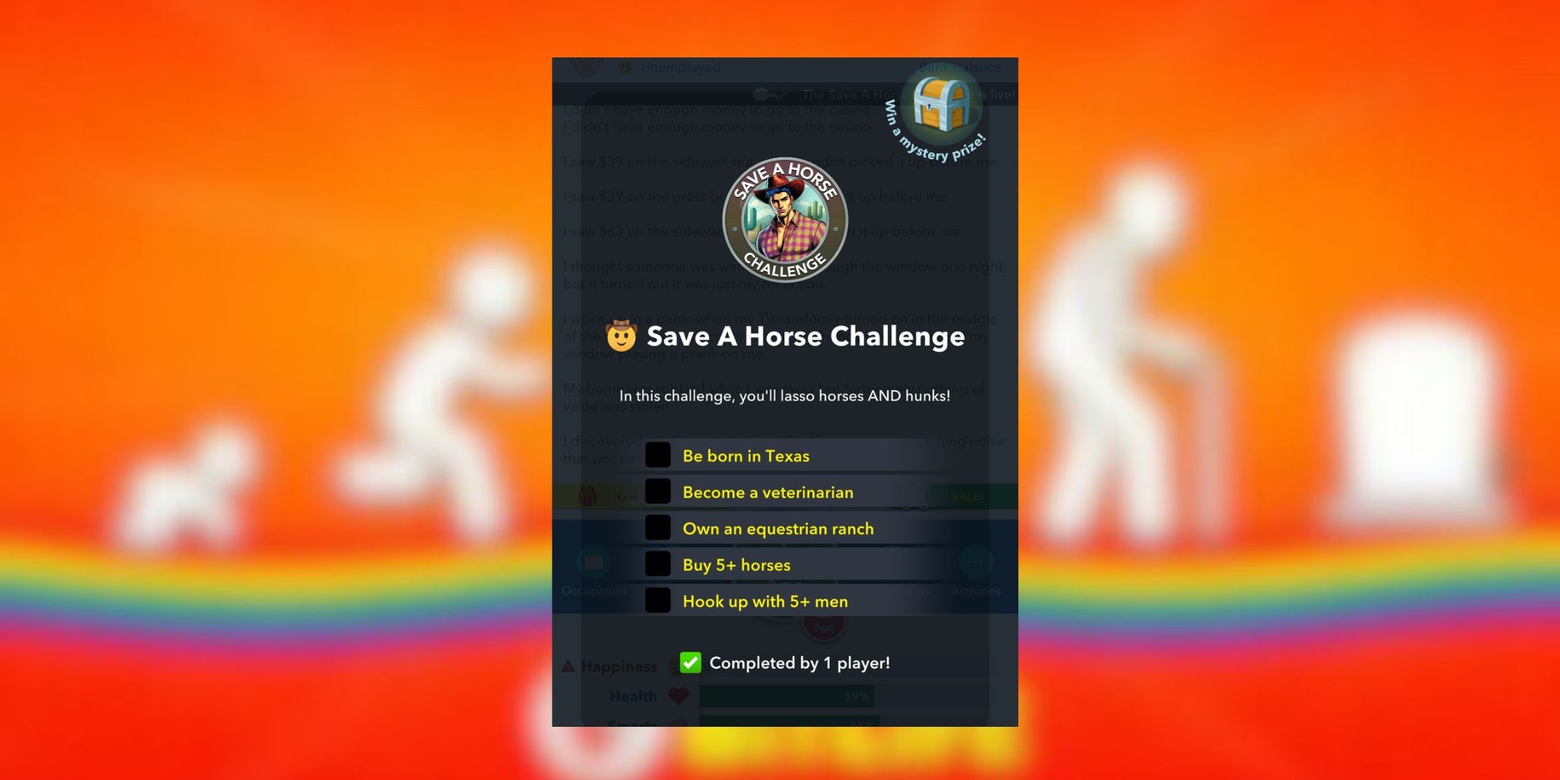 Bitlife: How to Complete the Save A Horse Challenge