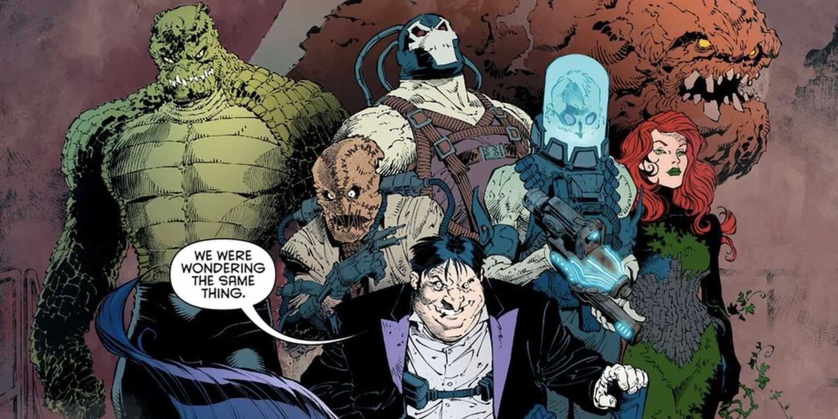 scarecrow, penguin, mr freeze, poison ivy, bane, clayface, killer croc