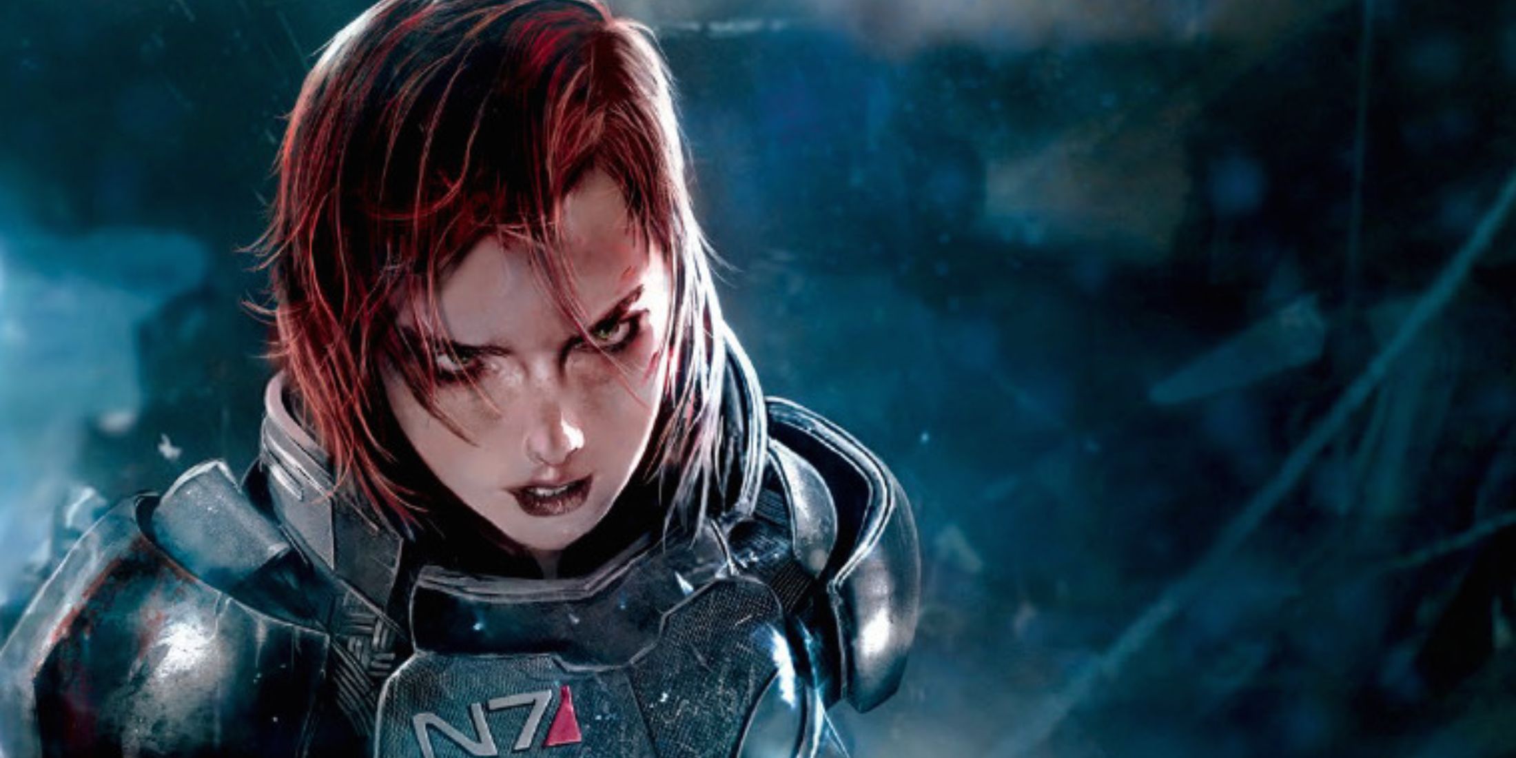 An image of Commander Jane Shepard/ FemShep from the Mass Effect series