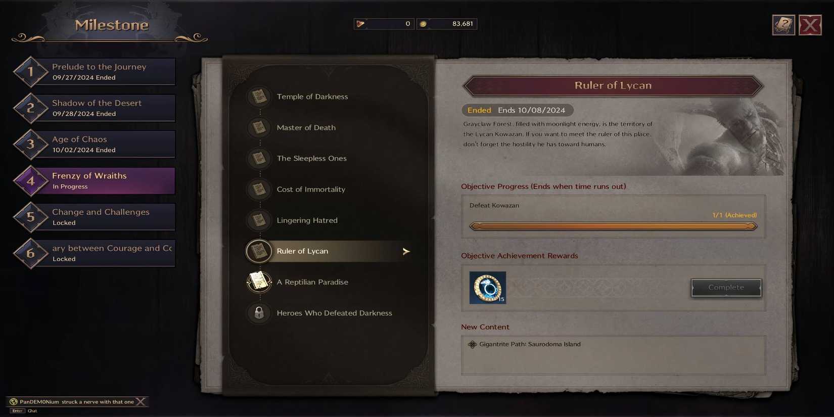 Throne and Liberty - Milestones