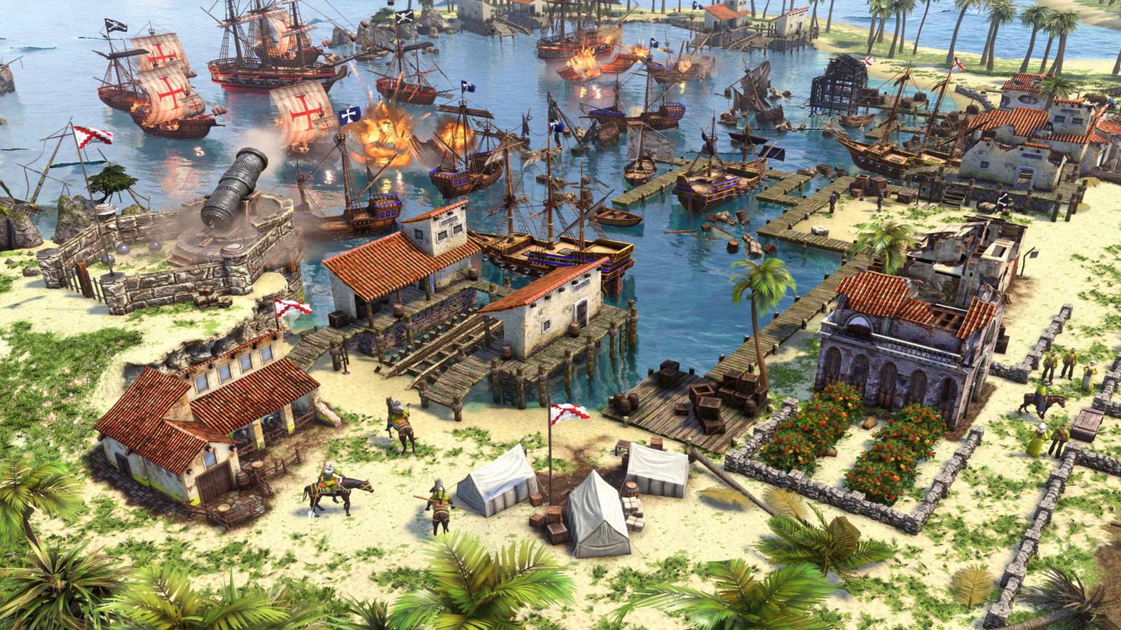 Naval battle and coastal settlement in Age of Empires 3