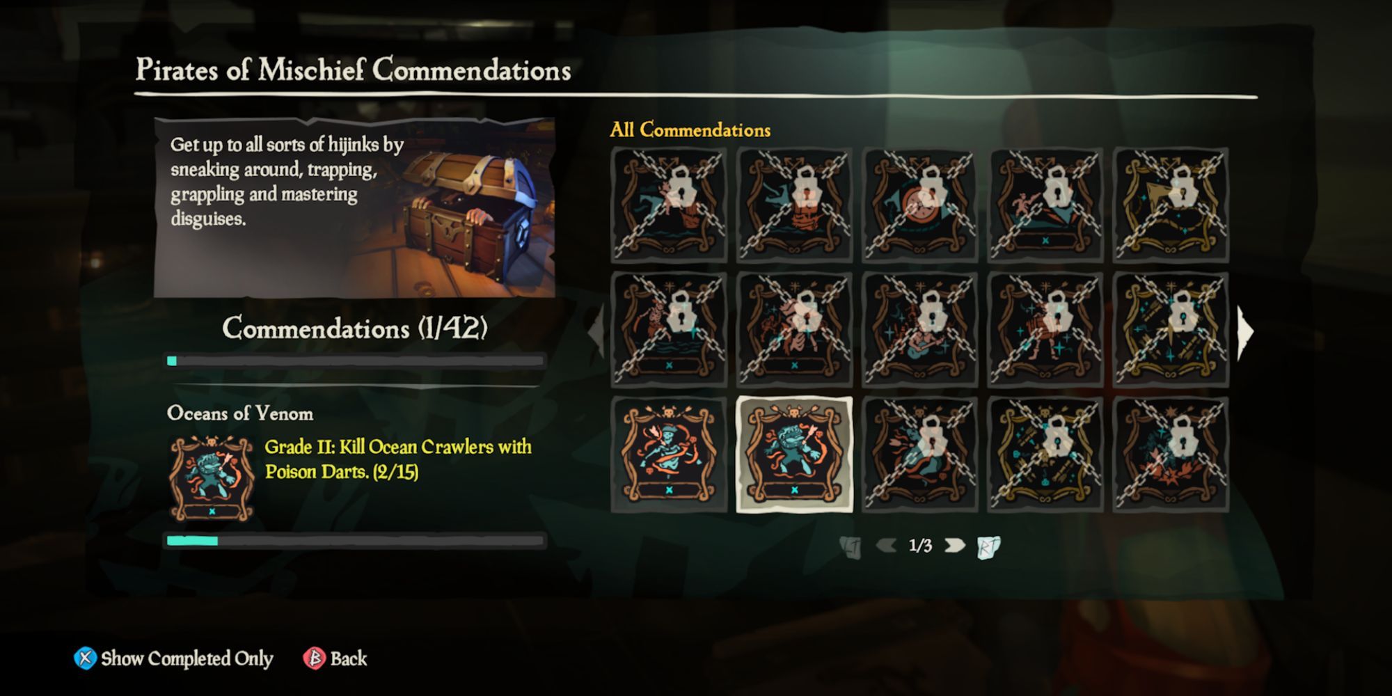 Sea of Thieves Pirates Of Mischief Commendations menu