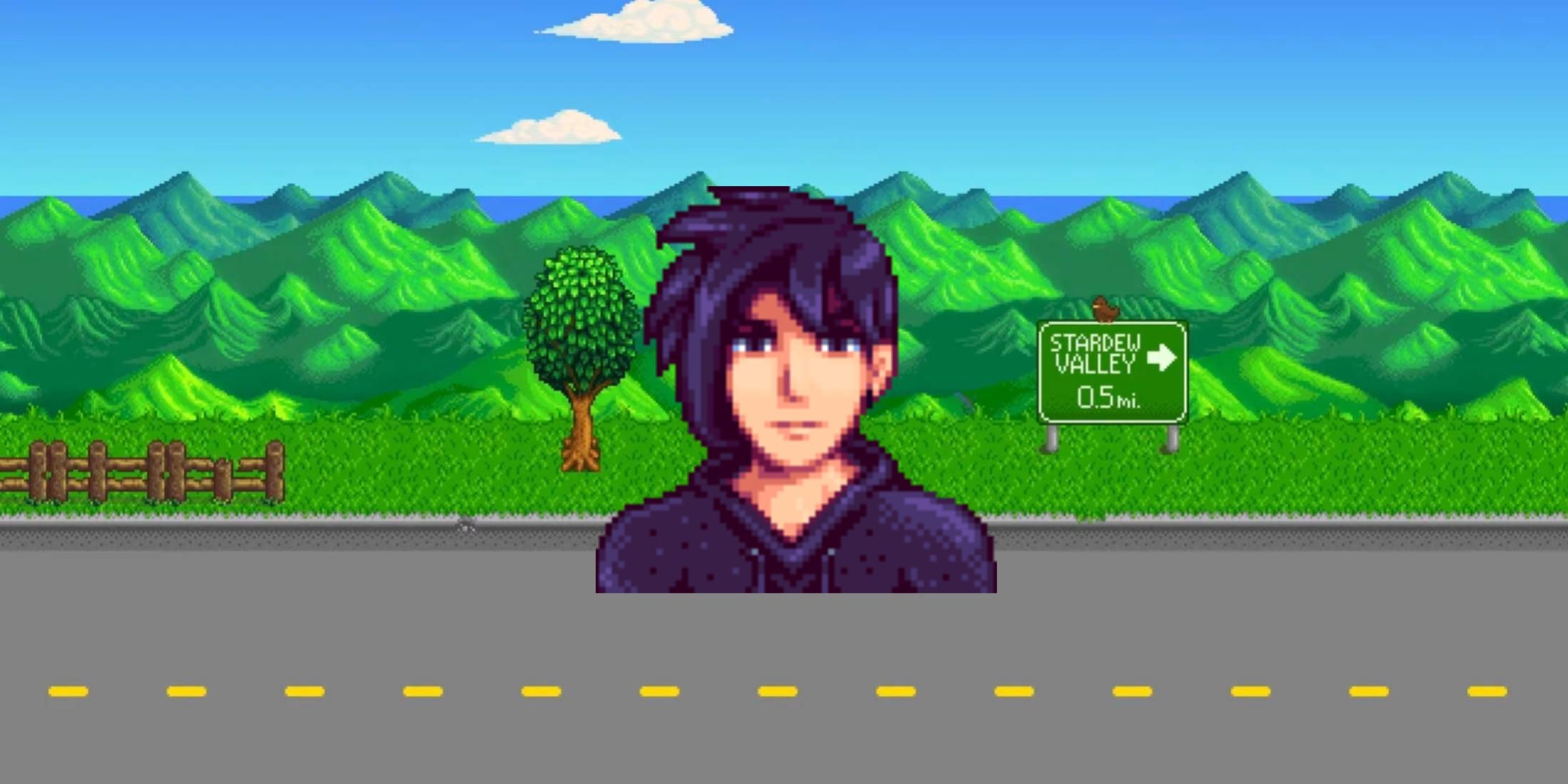 stardew valley - sebastian portrait on stardew background