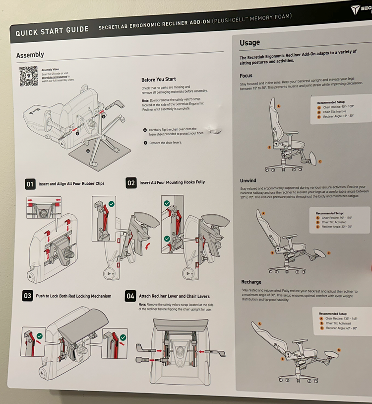 Secretlab Recliner Add-On Instructions