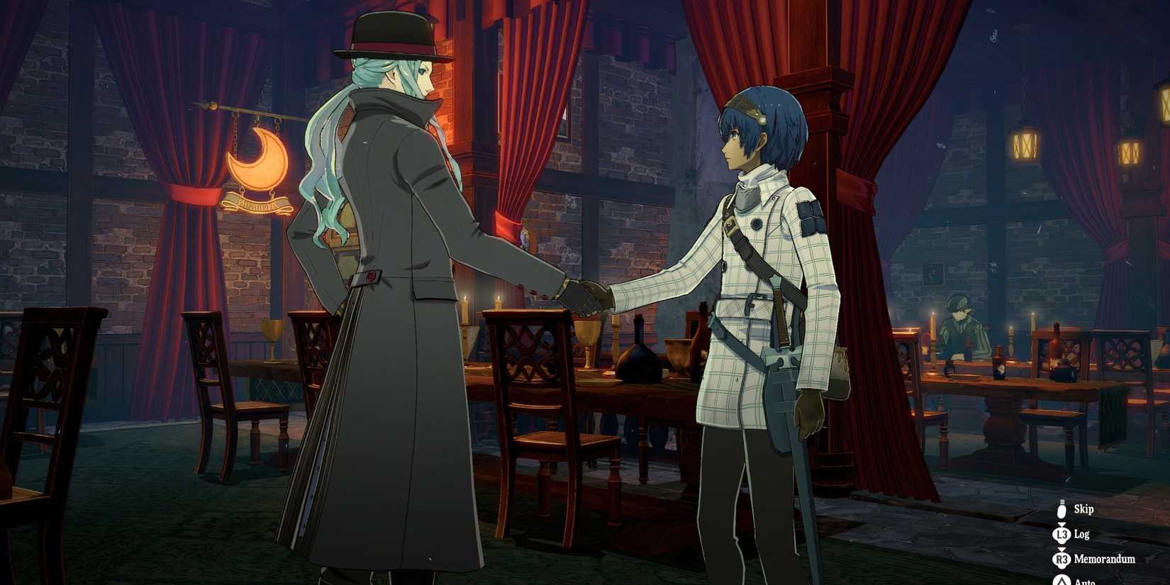 Shaking hands with Alonzo in Metaphor ReFantazio