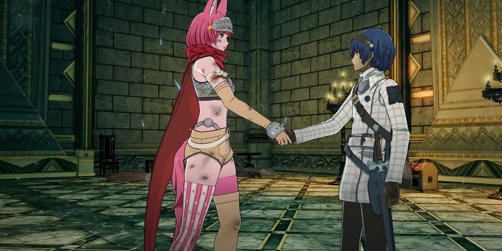 Shaking hands with Catherina in Metaphor ReFantazio