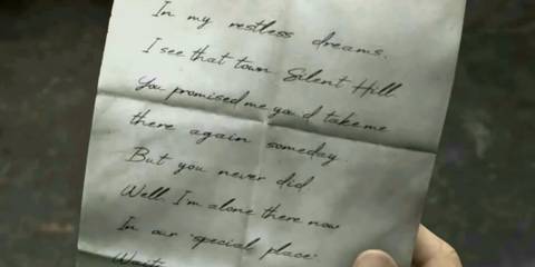 Silent Hill 2 - James holding Mary's letter to him