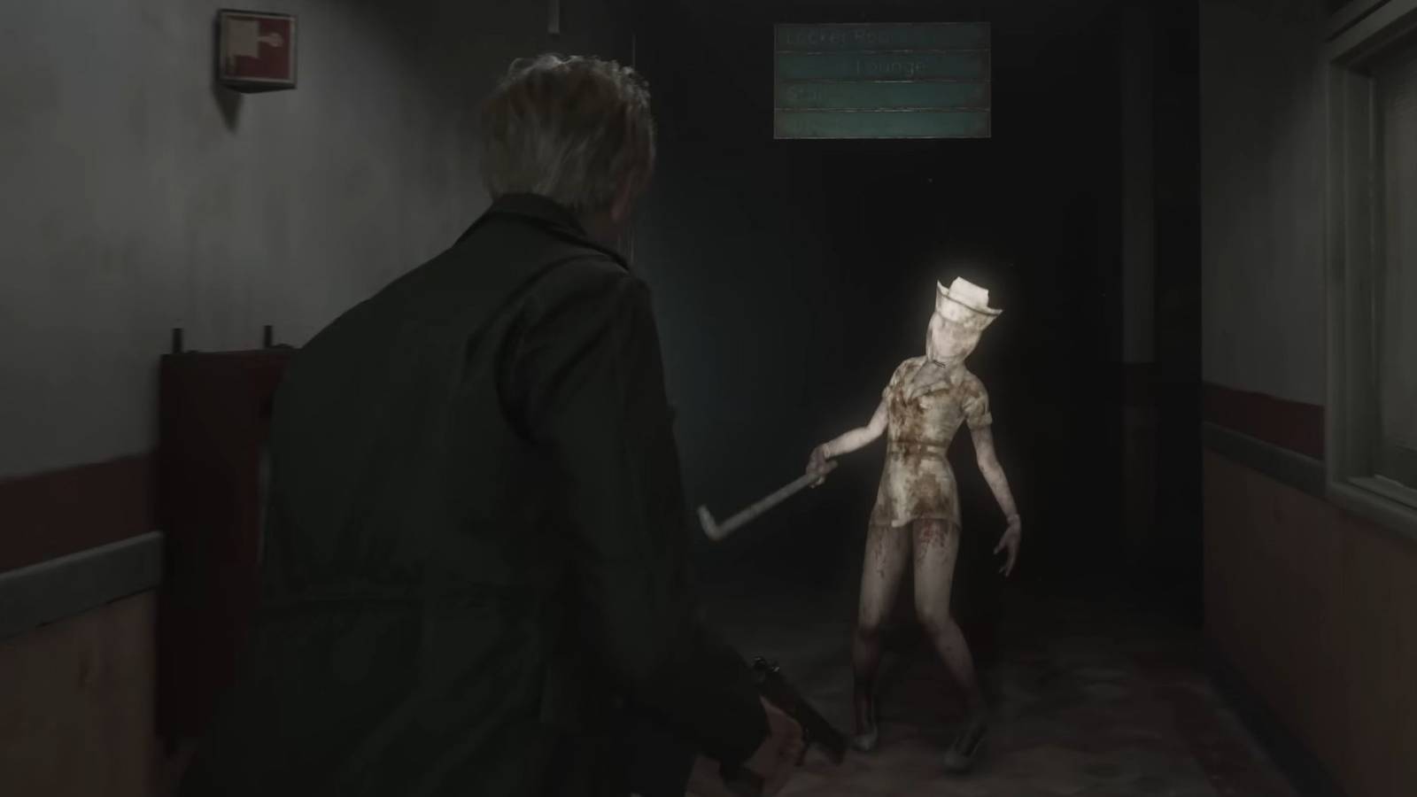 silent hill 2 james in hallway with nurse