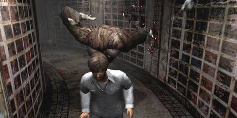 Henry running from The Twins in Silent Hill 4: The Room