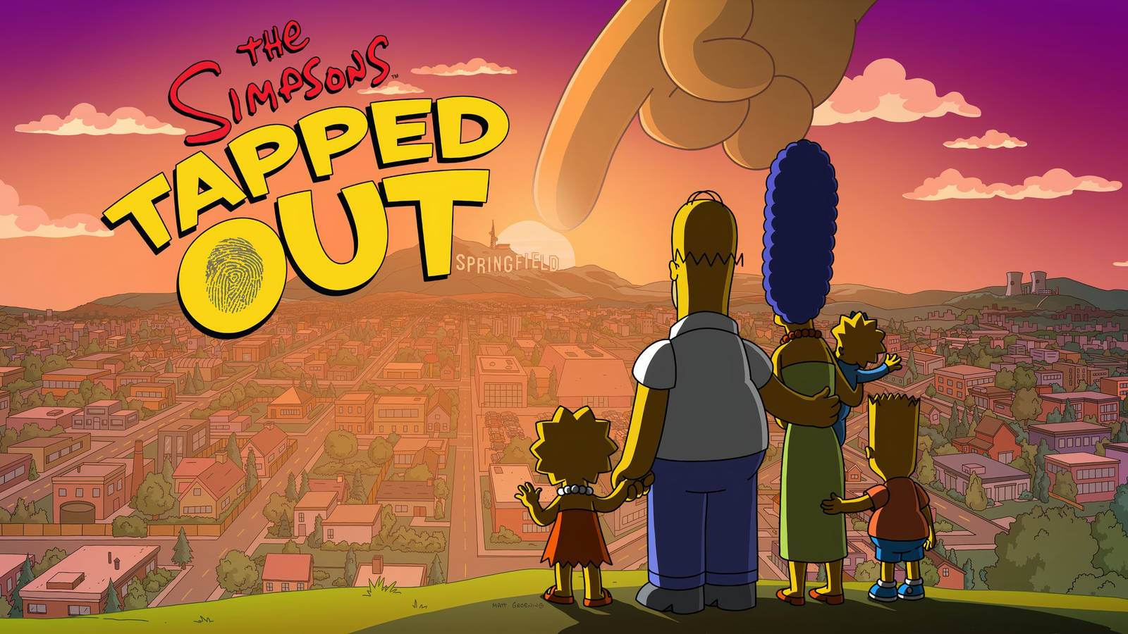 simpsons family looking over springfield