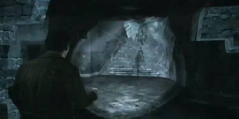 harry walking with a flashlight in silent hill: shattered memories