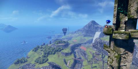 Sonic on a tower in Sonic Frontiers