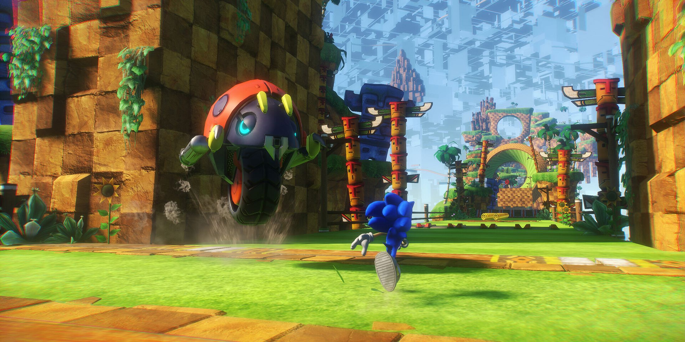 Sonic running past an enemy in Sonic Frontiers