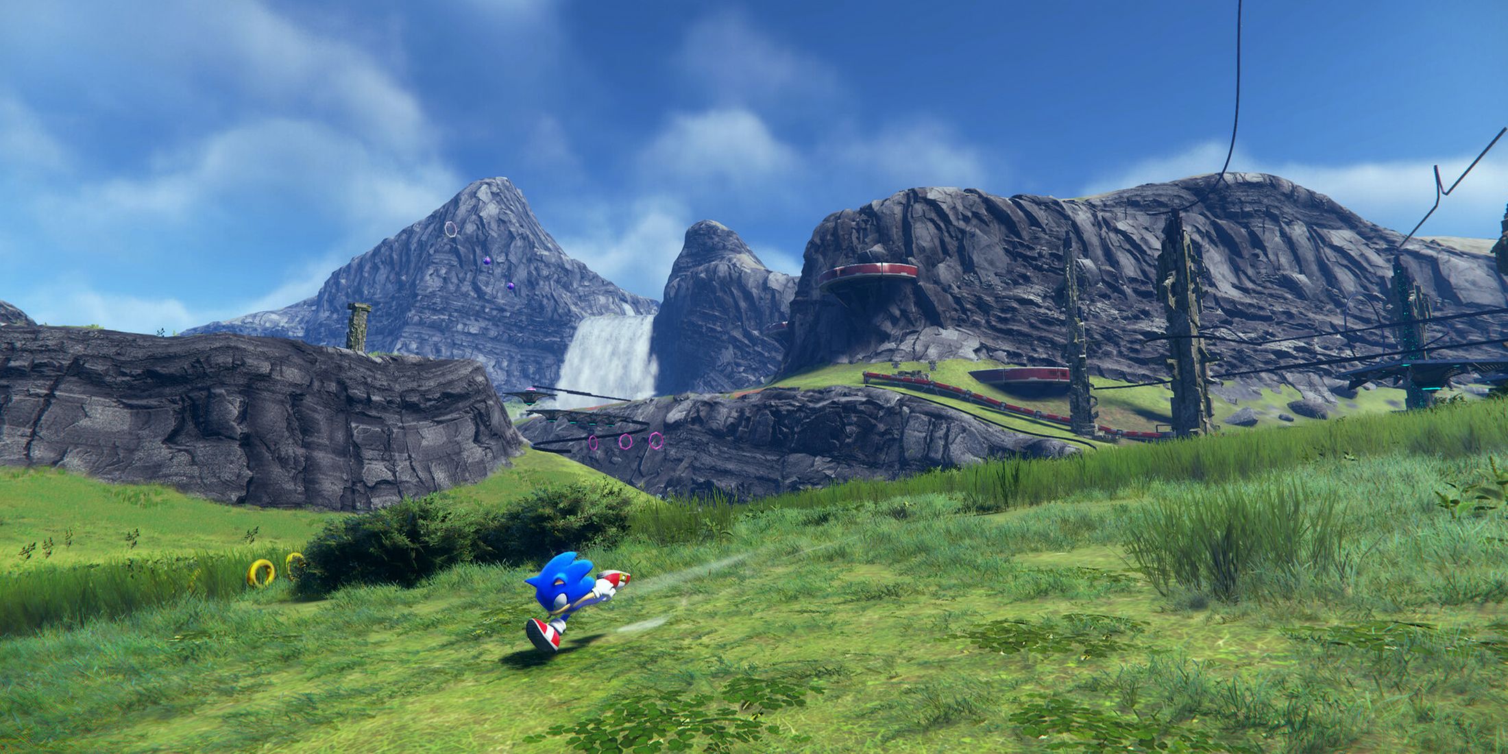 Sonic running through a field in Sonic Frontiers