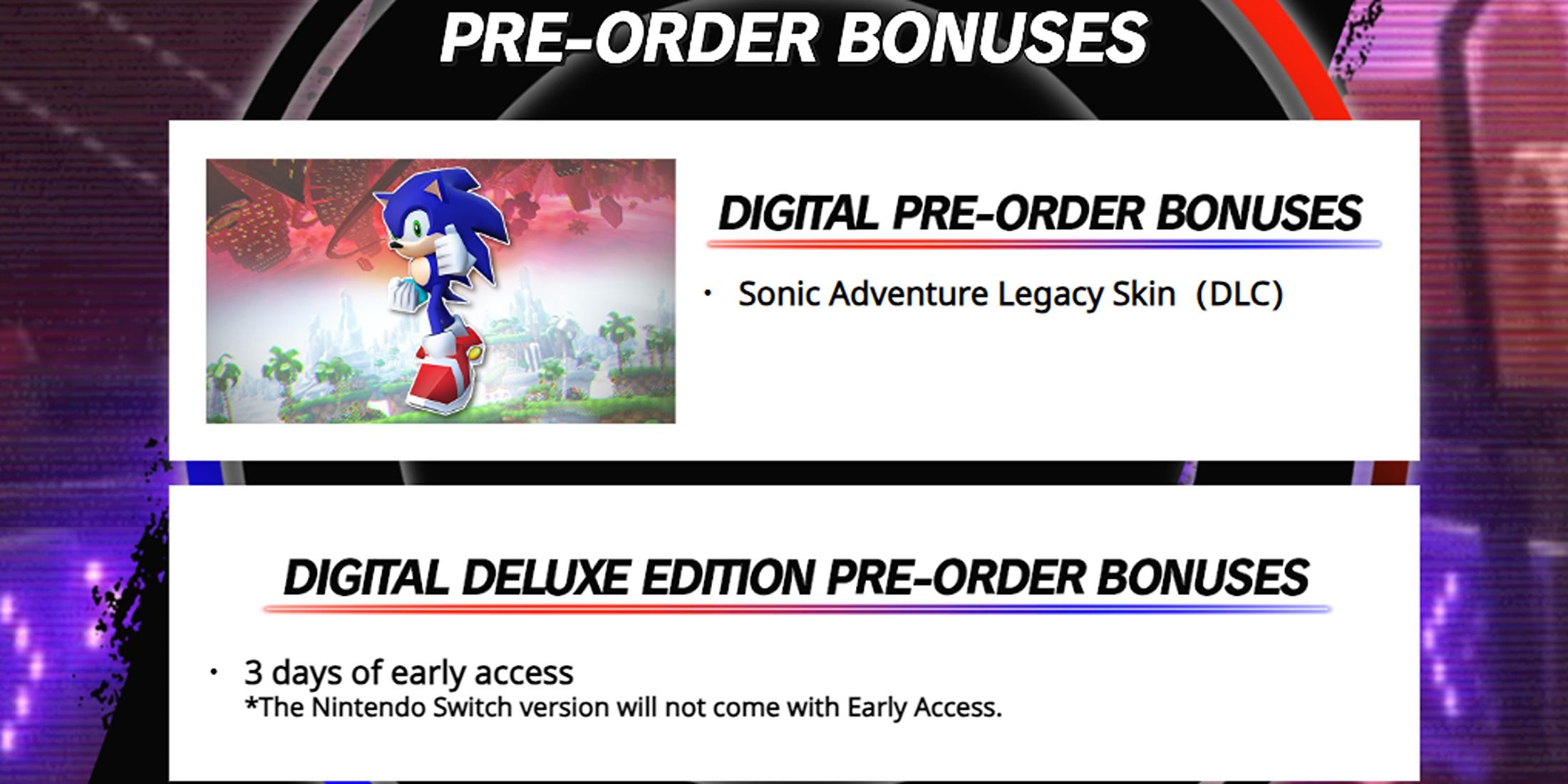 sonic x shadow generations pre-order bonus