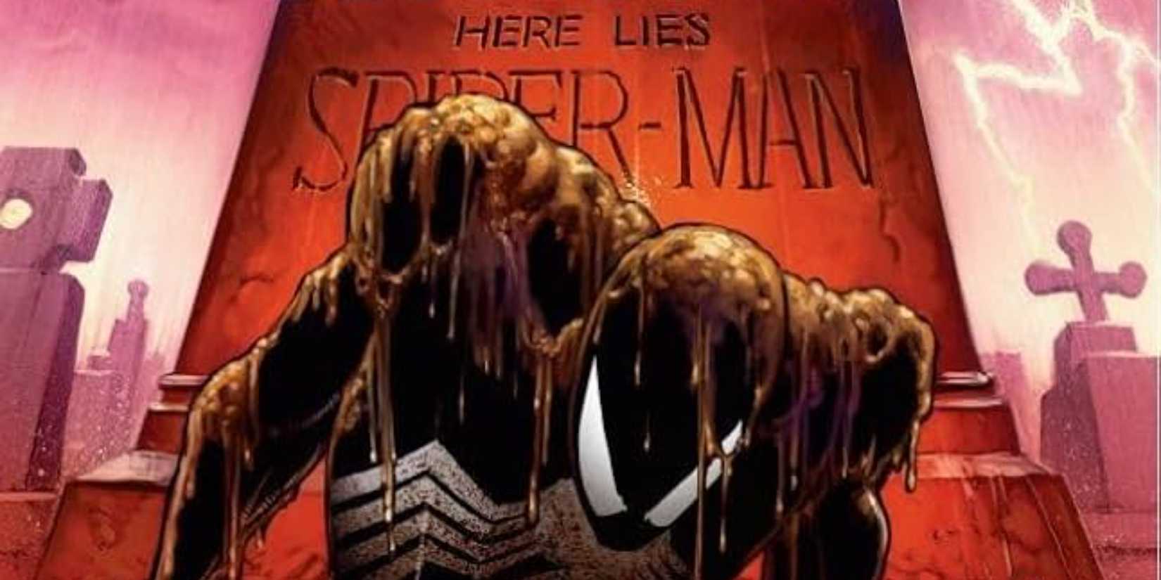 Spider-Man rising from his own grave