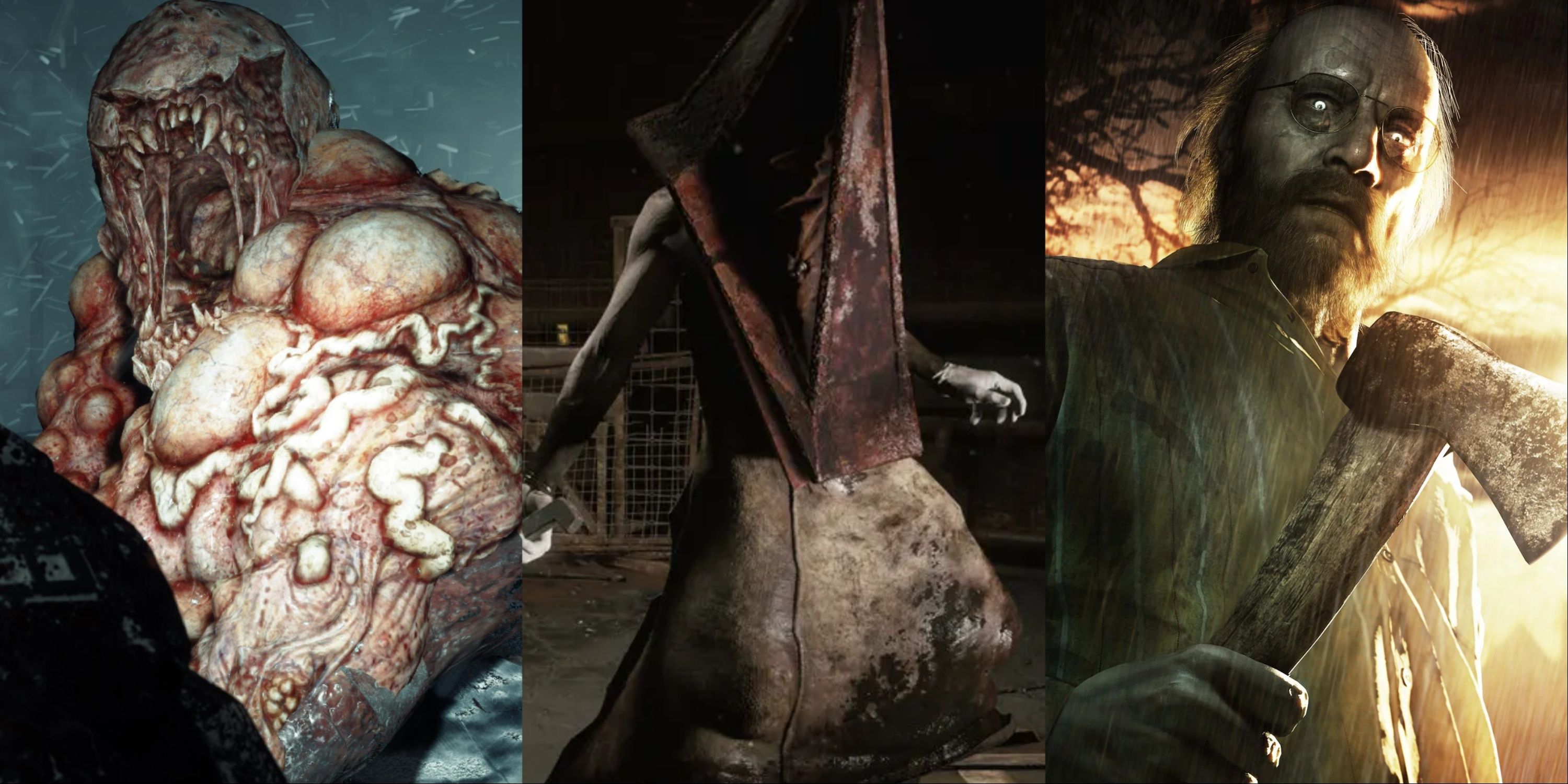 Split image of Callisto Protocol, Silent Hill 2, and Resident Evil 7