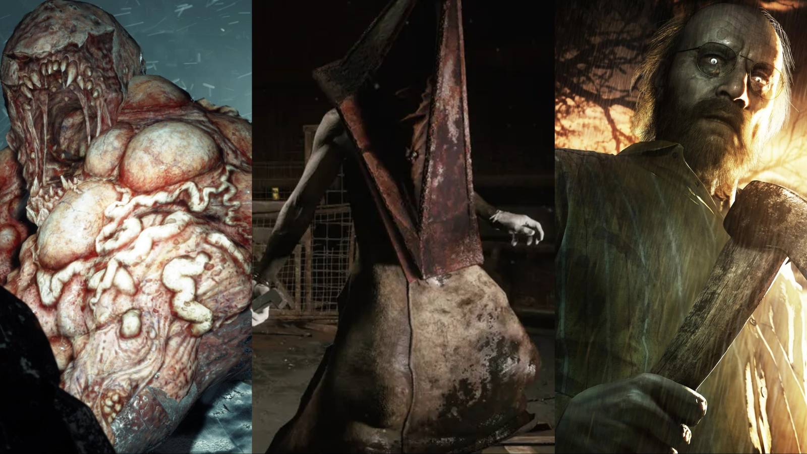 Split image of Callisto Protocol, Silent Hill 2, and Resident Evil 7