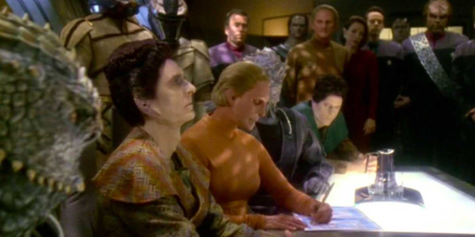 The signing of the Dominion Treaty in Star Trek