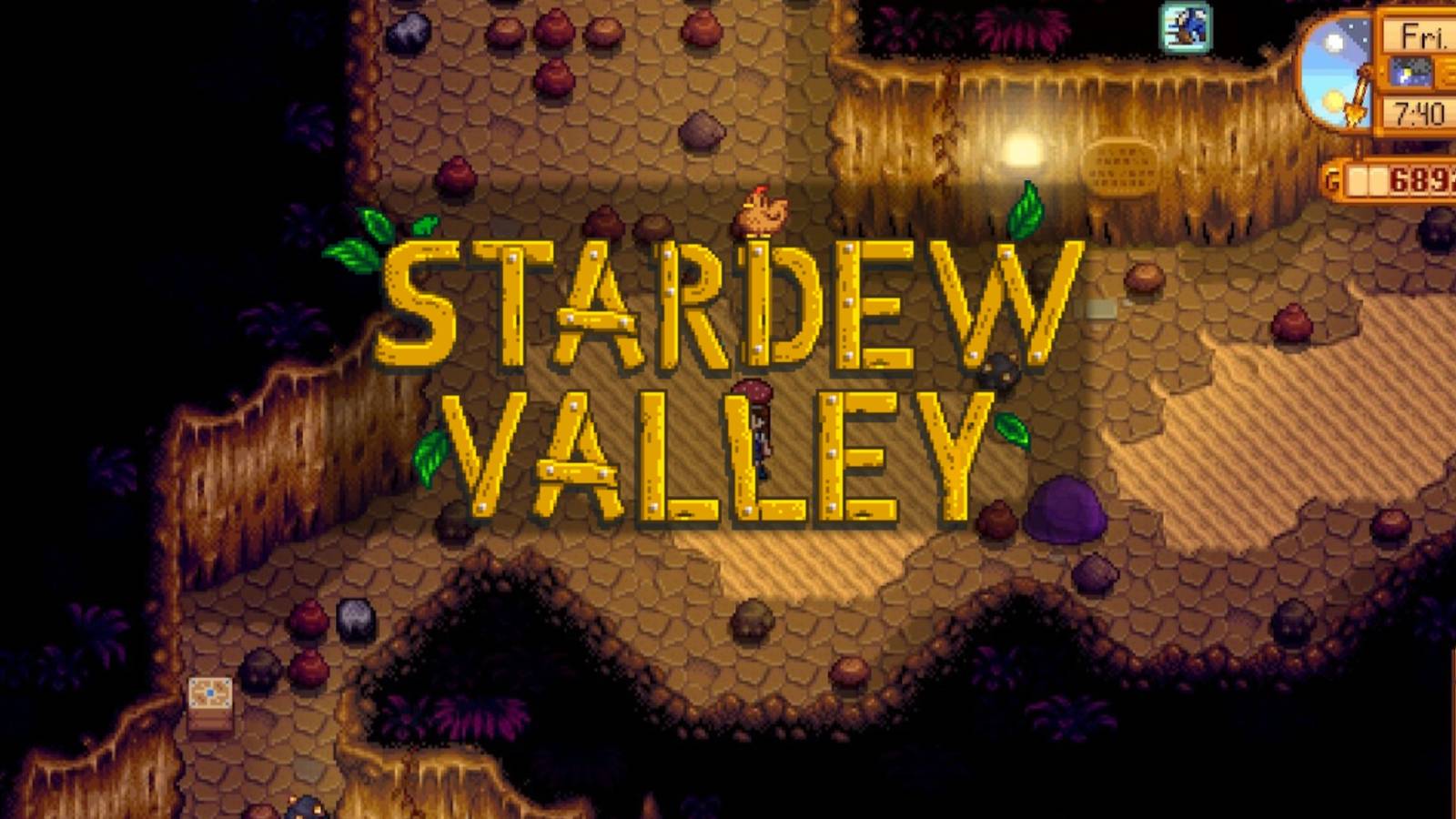 skull cavern level with stardew valley logo over the top