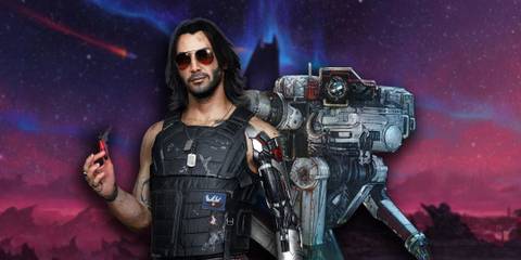 Johnny Silverhand and VASCO standing in House Varunn Planet