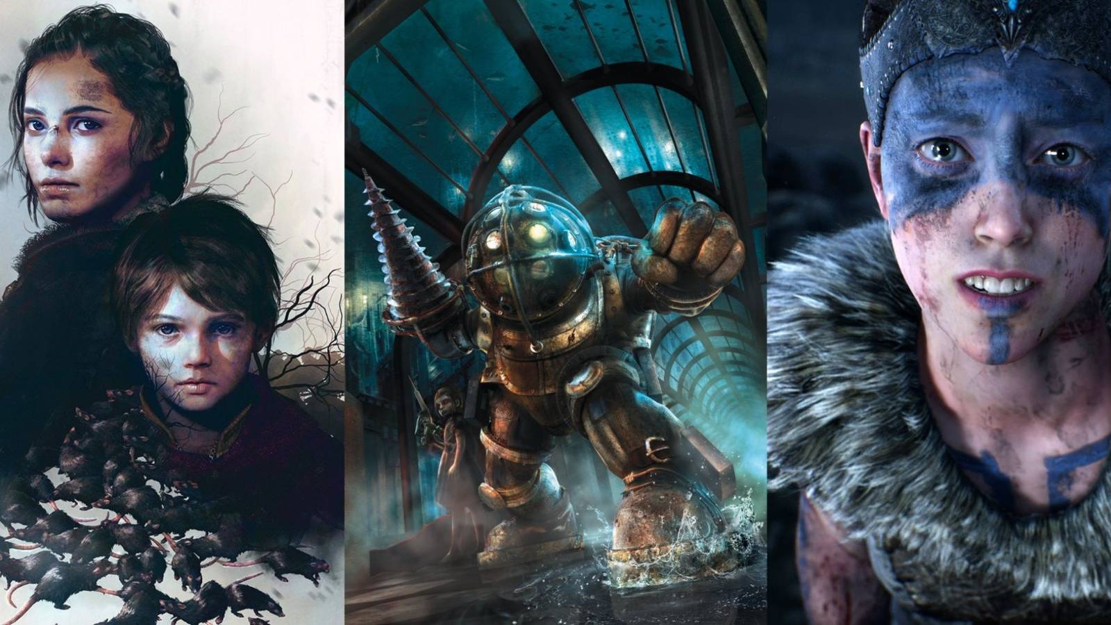 Stills from Plague Tale_ Innocence, Bioshock, and HellBlade_ Senua's Sacrifice 1 (1)
